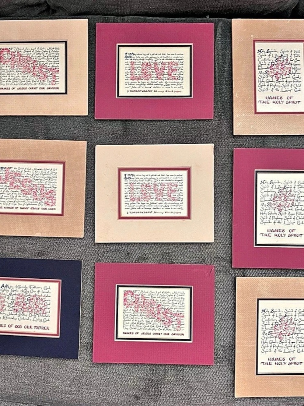 Set of 9 Religious Scripture Matted Prints